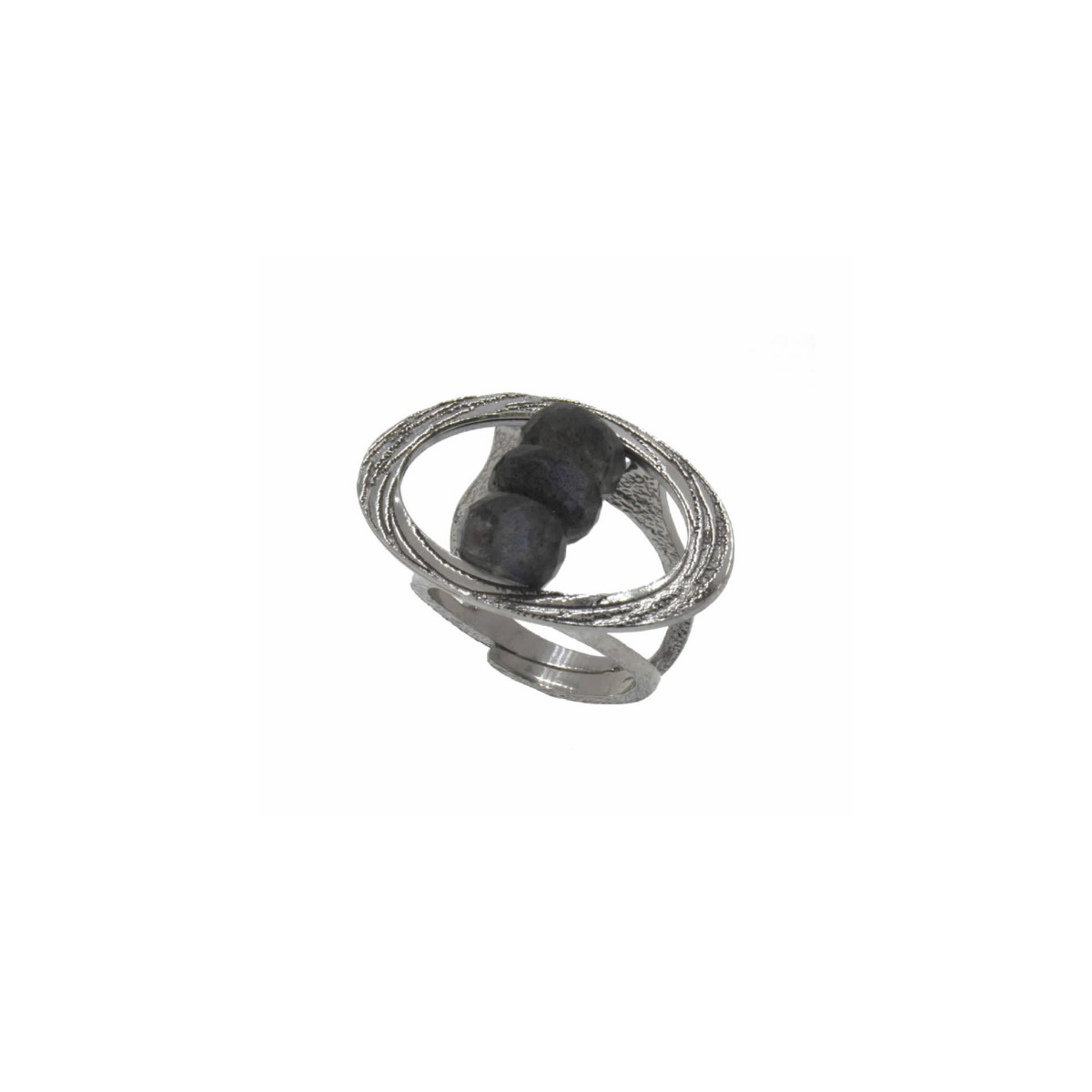 Anillo de plata, y labradorita