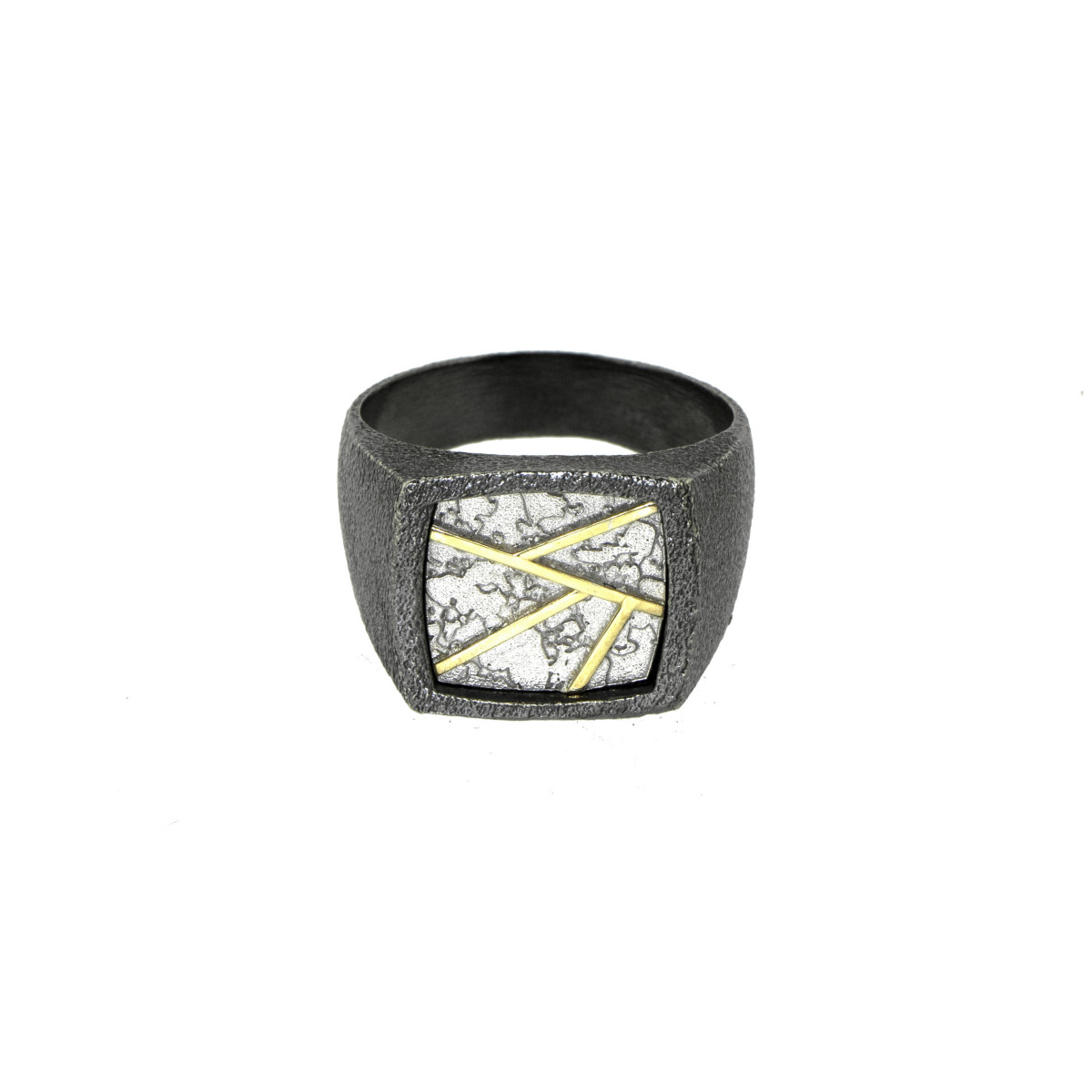 Silver and gold ring