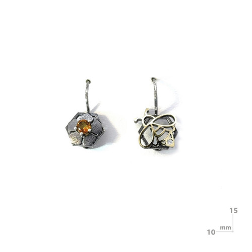 Silver, gold, brilliant and citrine earrings