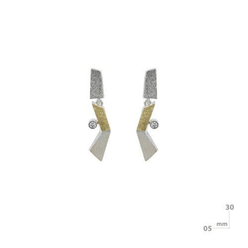 Silver, gold and brilliant earrings