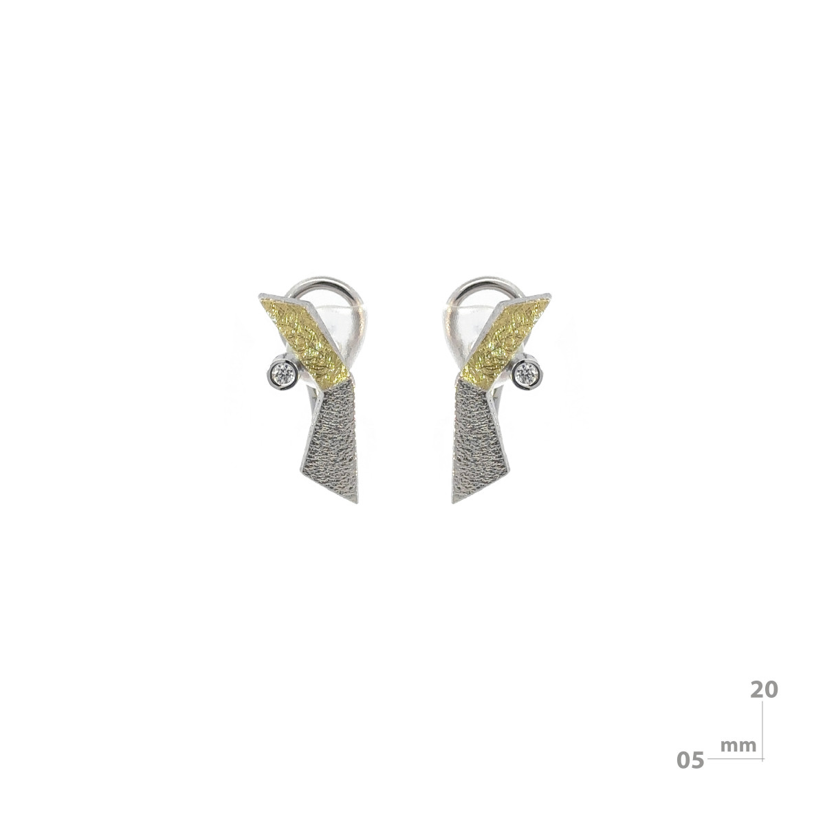 Silver, gold and brilliant earrings