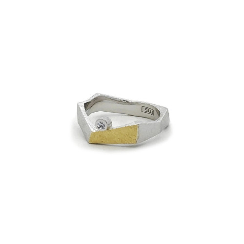 Silver, gold and brilliant ring